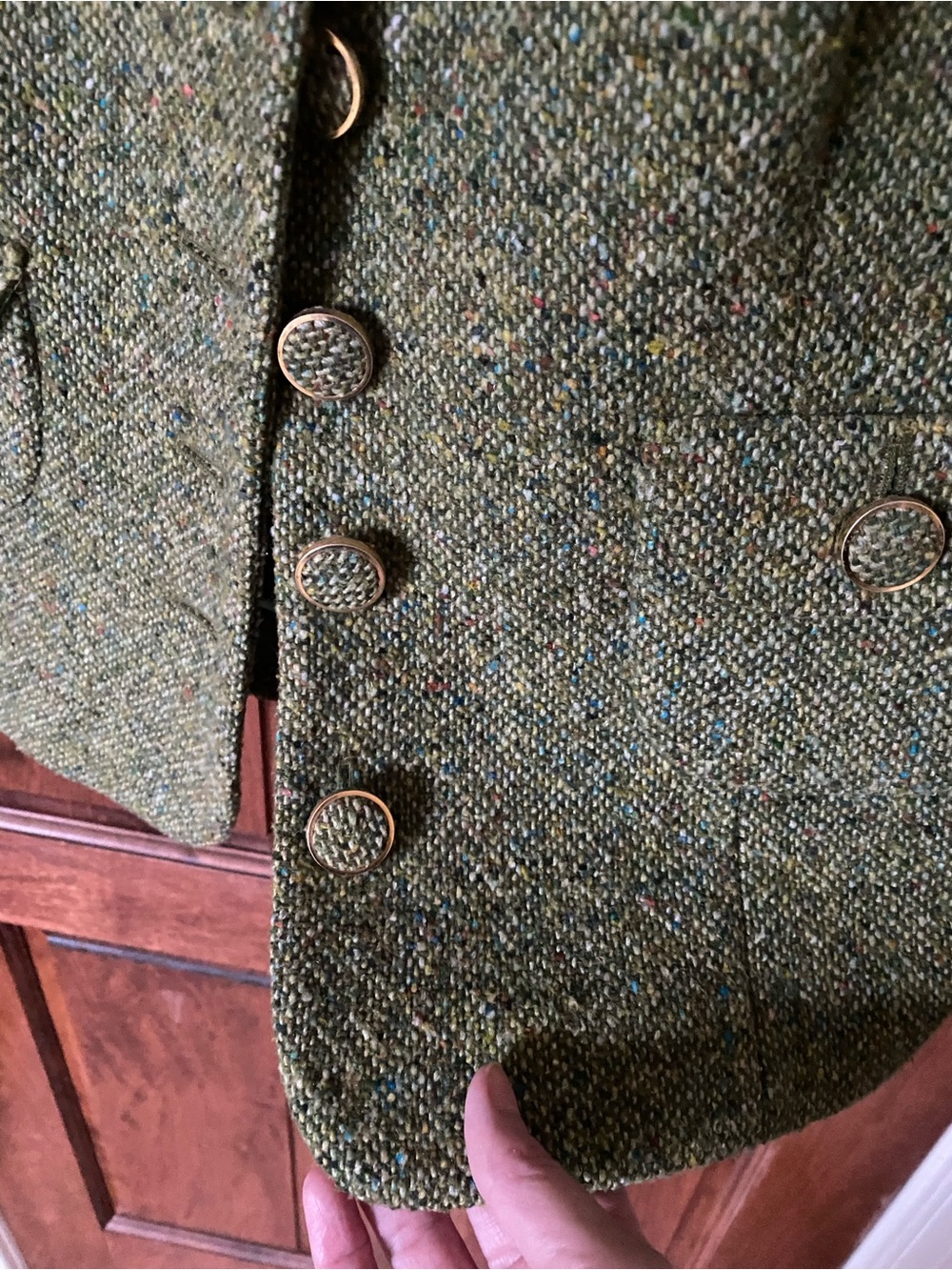 Ann Taylor LOFT Green Tweed Button-Front Blazer - Picture 5 of 8